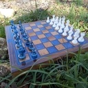 Jeu d'echecs en chene et epoxy