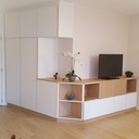 Meuble de coin, mélange de mélaminé et de contre-plaqué chêne