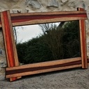 Miroir padouk-morta de chêne.