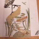 Marqueterie avec un héron