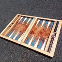 Jeu de backgammon en orme galeux et epoxy