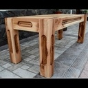 Ash tree bench with oak inserts