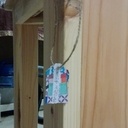 Table bistro naturel Douglas patchwork carreaux de ciment