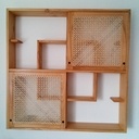 Petite étagère avec des portes cannées.