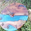 Horloge vieux chene et epoxy Ø50 cm