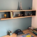 Etagère murale chêne et Valchromat noir, bandeau LED intégré