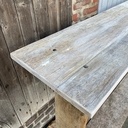 Console vieux bois patiné et fer forgé.