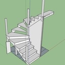 Escalier 2 quarts tournant avec placards et WC