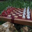 Echiquier orme et epoxy rouge/noir