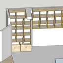 Bibliothèque et banc de lecture