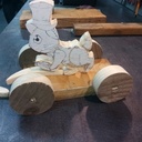 Lapin en bois à tirer pour enfant