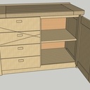 Meuble salle d'eau, porte et tiroirs