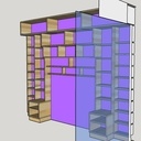 Bibliothèque autour d'un lit