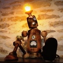 Robot lampe steampunk