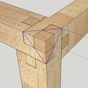 découpe à 45° sur le trait bleu; attention à ne pas mordre sinon l'effet triangle disparait