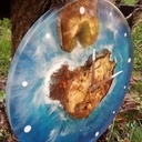 Horloge "iles" en epoxy & frêne