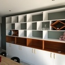 Bibliothèque chêne et melaminé blanc