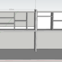 A droite étagères déjà réalisées, à gauche projet actuel.