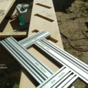 Terrasse bois sur poteaux et escalier douglas