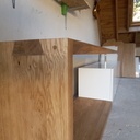 Meuble TV en chêne et stratifié blanc laqué