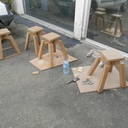 Tabourets (bois de fil/bois de bout),  2015,  chêne