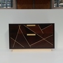 Chevet en Wengé, Laiton et Sycomore. Tiroir queues d'arrondes.