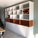 Bibliothèque chêne et melaminé blanc