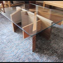 Table basse bois et verre inspiration japonaise