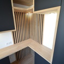 Agencement bureau sur-mesure Chêne/Strat noir mat