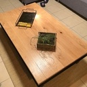 Table basse industriel en IPN et chêne massif