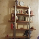 Bibliotheque inox bois exotique