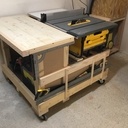 Scie sur table, sur table, sur roulettes.