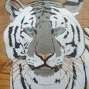 Tigre blanc Marqueterie Vernis