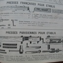 Presses françaises et parisennes pour établis