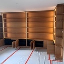 Bibliothèque en chêne massif et panneaux plaqué chêne