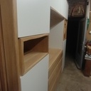 Meuble en chene et mela blanc