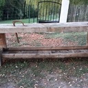 Établi de 2m67, largeur 50cm, épaisseur plateau 9cm, hauteur 74cm