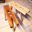 Paire de bancs de sciage démontables, tout à la main