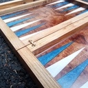 Jeu de backgammon en orme galeux et epoxy