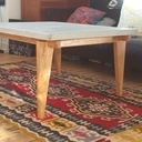 Table basse chêne plateau en ciment