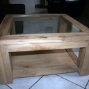 Table basse de salon double plateau vitrée