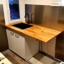 Meuble évier + Plan de travail - Chêne Lamellé Collé & Mélaminé