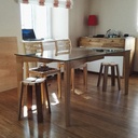 Table Frêne et plateau verre