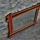 Miroir padouk-morta de chêne.