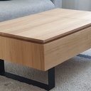Table basse en chêne avec plateau relevable et tiroir