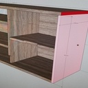 Meuble TV suspendu (replaqué chêne / valchromat)