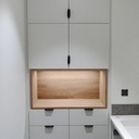 Meuble de salle de bain mélaminé / chêne