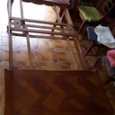 Avec les rallonges, sans le plateau qui s'emboîte dans les 2 trous au milieu