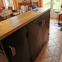 Buffet, bar, meuble imprimante acier et chêne