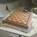 Plateau d'échec en bois rouge, chêne et wengé